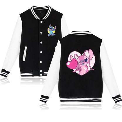Lilo Stitch Blouson Baseball Hommes Femmes Hip Hop Harajuku Vestes Streetwear Enfants Garçons Filles Manteaux Collège Amples