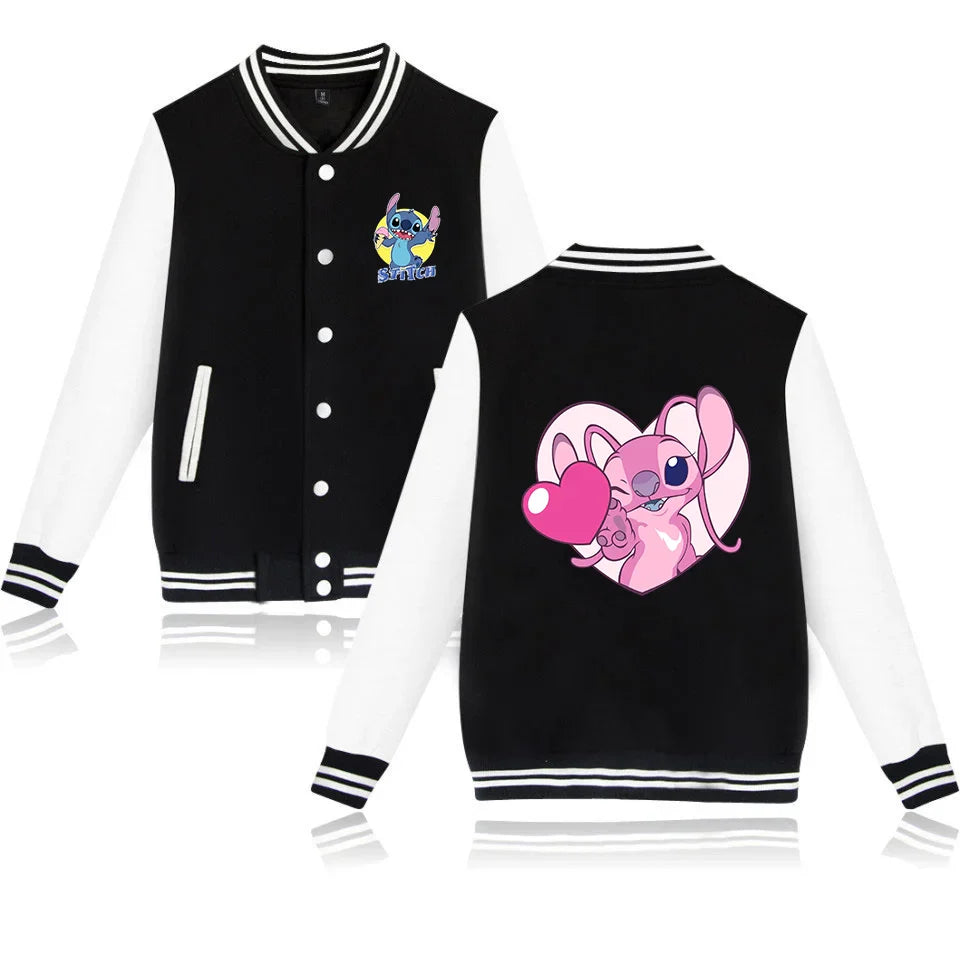 Lilo Stitch Baseball Jacket Men Women Hip Hop Harajuku Jackets Streetwear Kids Boys Girls Loose College Coats