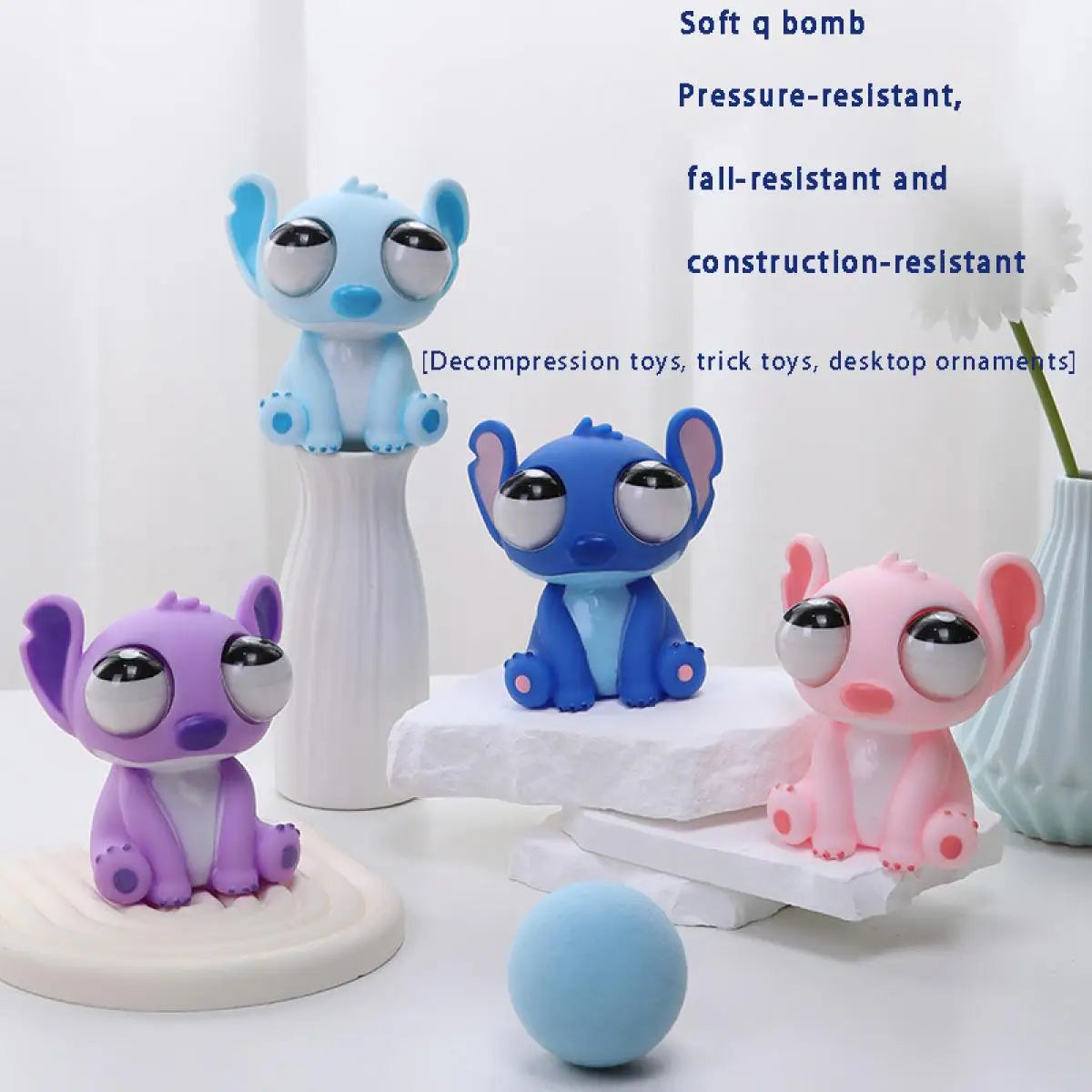 New Stitch Squishy Stress Relief Toy Pop Out Eye Funny Fidget Sensory Toy for Adults Kids Anxiety Relief Desk Decor Funny Gift