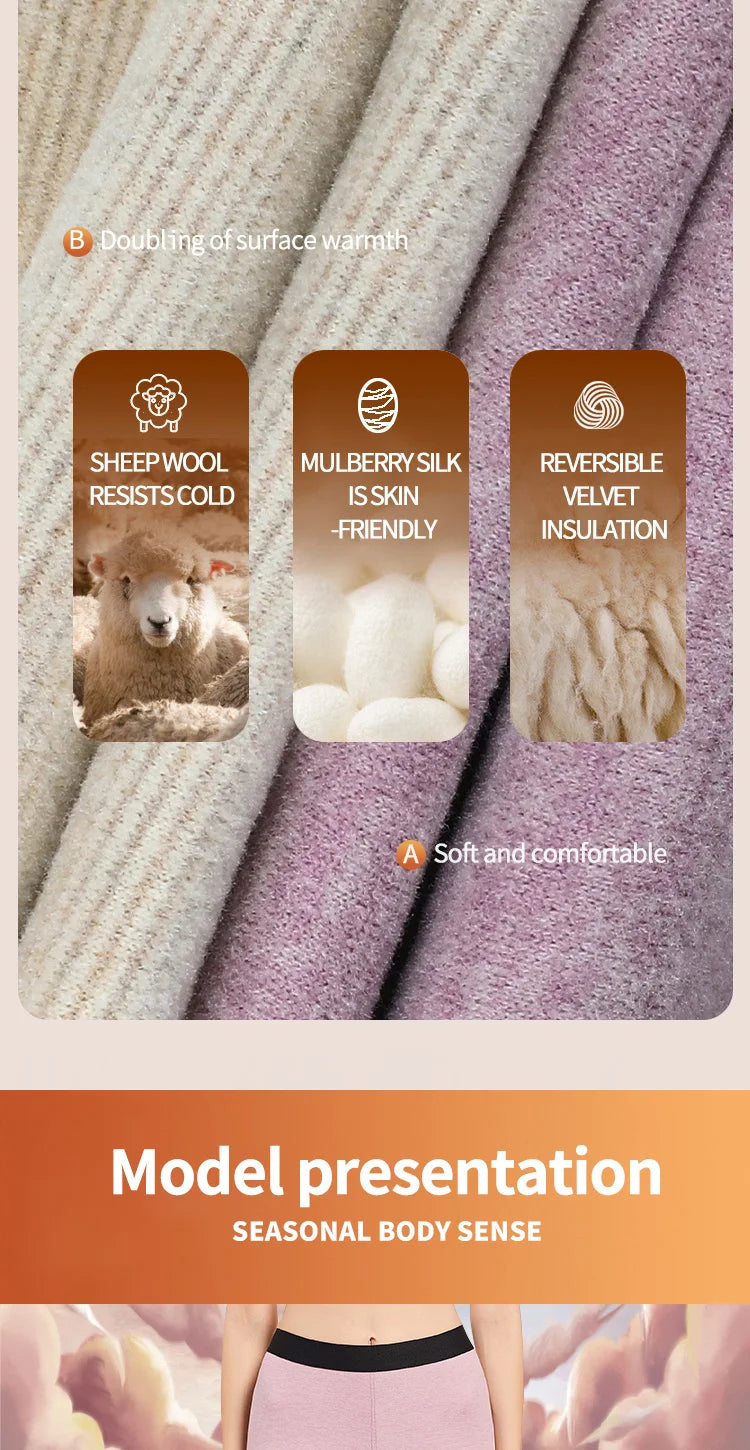 Leggings épais doublés de polaire pour femmes, vêtements intérieurs moulants pour l'automne et l'hiver, pantalons chauds sans couture en laine et soie de mûrier pour femmes