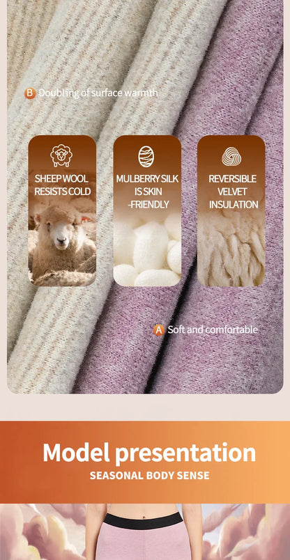 Leggings épais doublés de polaire pour femmes, vêtements intérieurs moulants pour l'automne et l'hiver, pantalons chauds sans couture en laine et soie de mûrier pour femmes