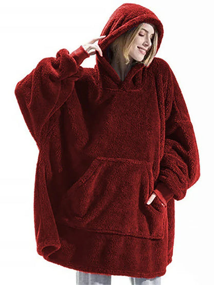 Couverture à capuche avec sourire double face pour hommes et femmes, grande poche, robe surdimensionnée, chaud, couple, adt PVD, nouveau, hiver