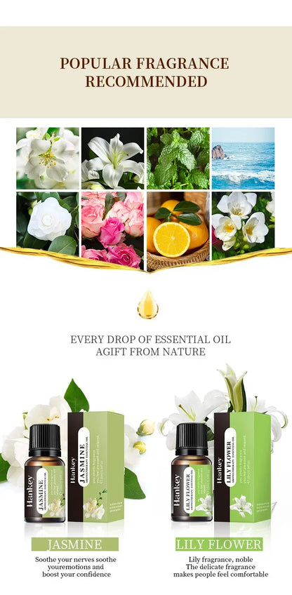 10ml Pure Essential Oil Humidifier Aromatherapy Diffuser Scented Candle Making Air Freshener DIY Aromatic Oil Jasmine Rose Ocean