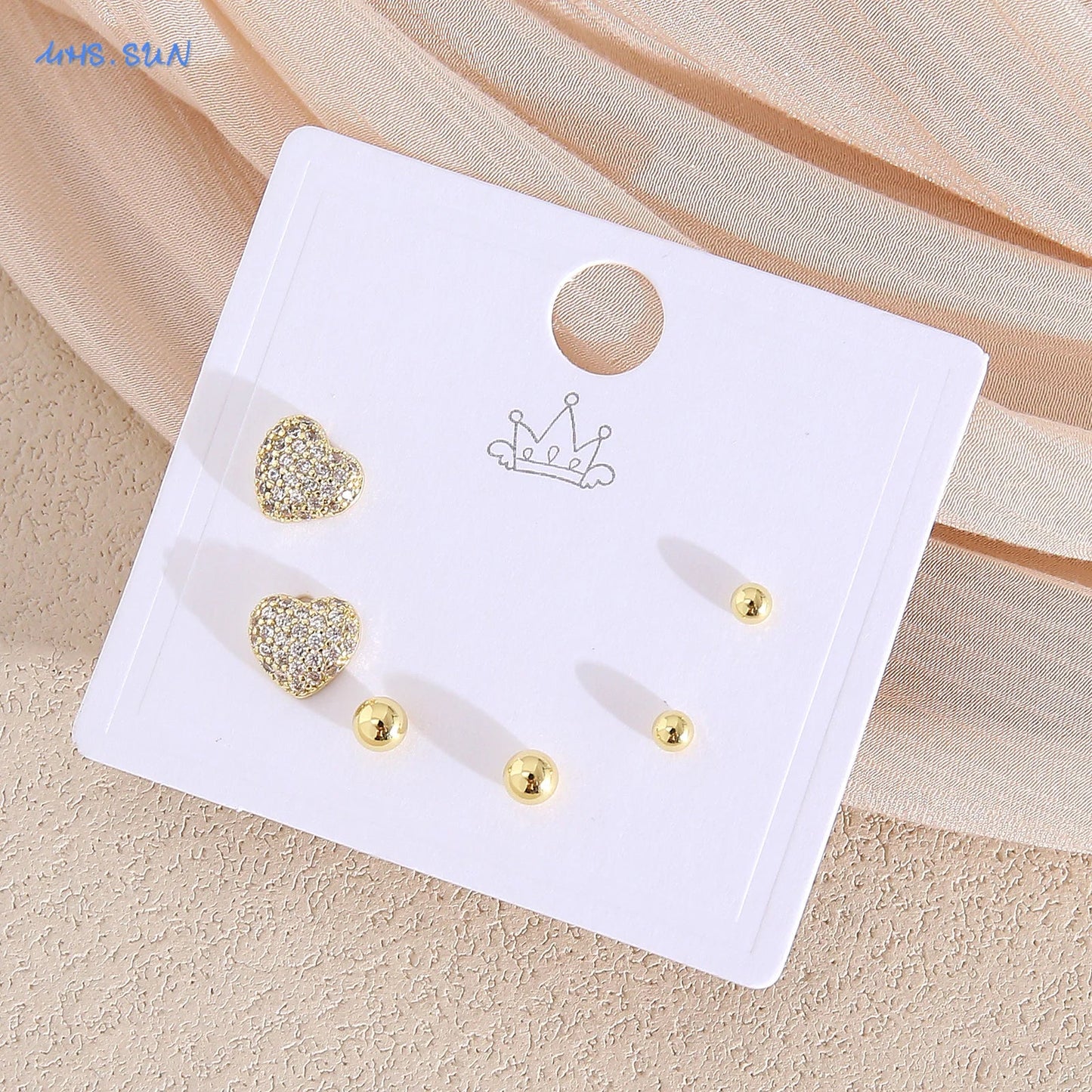 MHS.SUN-Ensemble de Boucles d'Oreilles Creuses en Forme de Cœur, pour Femme et Fille, 3 Paires