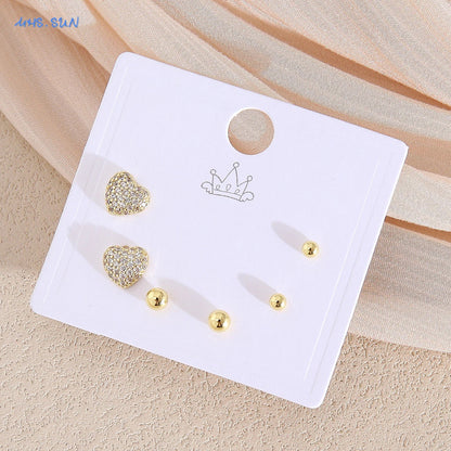MHS.SUN-Ensemble de Boucles d'Oreilles Creuses en Forme de Cœur, pour Femme et Fille, 3 Paires