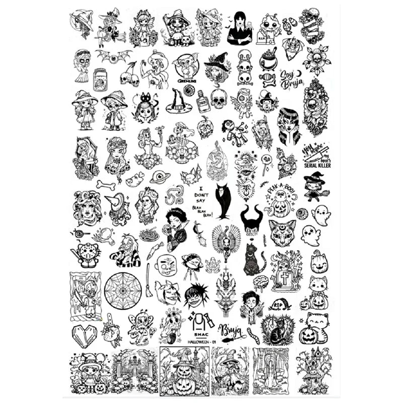 Plaques d'estampage d'ongles Halloween de dessins animés Crâne Personnages Animaux Gabarits Pochoirs Plaque d'estampage Nail Art Outil d'impression d'ongles Manucure