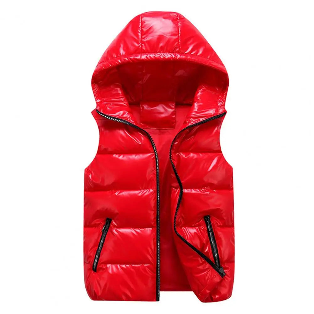 Warm Winter Vest for Women, Bright Color Pockets, Cotton Padded Vest, Quilted Inner Layer, Bright Color Vest for Women, Streetwear