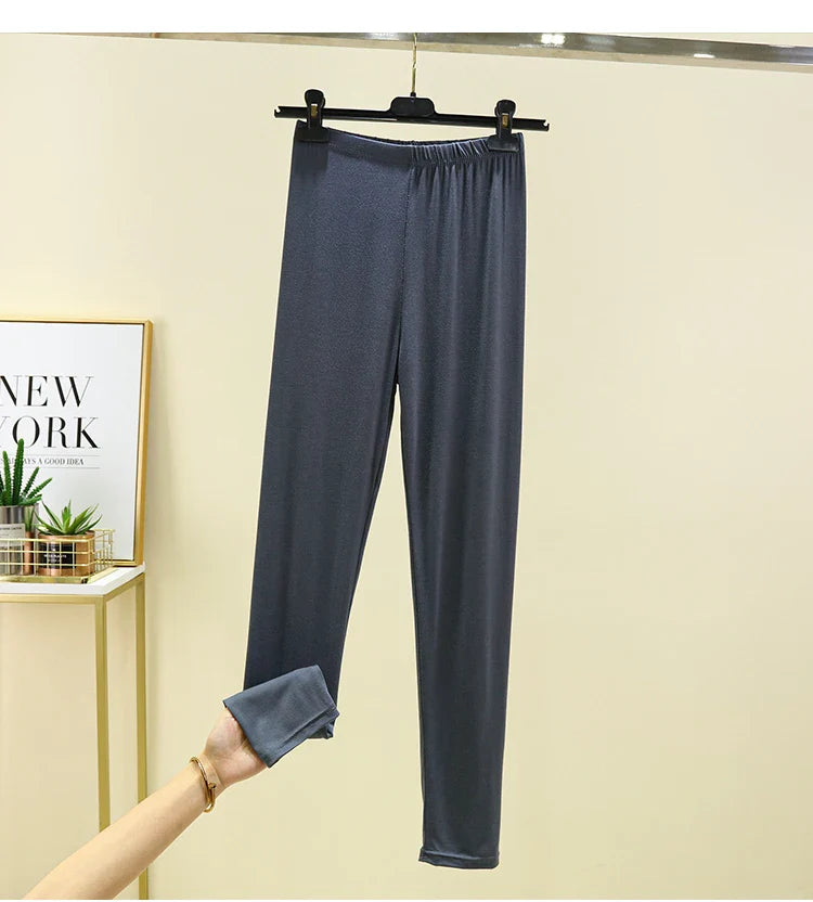 Leggings ajustés taille haute en modal, fins et élastiques, pour le printemps et l'automne, sous-vêtements, vêtements d'intérieur, pantalons longs grande taille