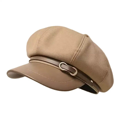 Béret de Style britannique rétro pour femmes, casquette de journal octogonale polyvalente pour grande circonférence de la tête, chapeau de printemps et d'automne