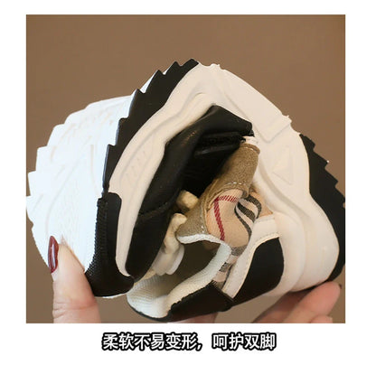 Chaussures de sport pour enfants garçons et filles, nouvelles baskets rétro d'automne, chaussures de tennis pour enfants et adolescents, chaussures de course décontractées à carreaux pour étudiants