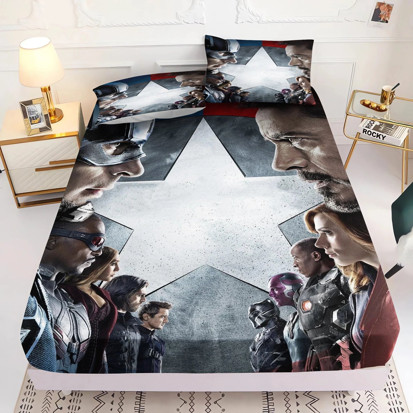 Marvel's Avengers 2/3pcs Bedding Set Fitted Sheet Printed 100% Polyester Anime Home Decor Suitable For Children And Adults