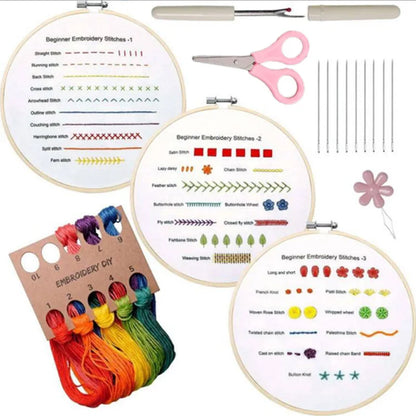 DIY Embroidery Stitch Practice Kit Handmade Embroidery Starter for Beginner Hand Stitch Embroidery Skill Techniques