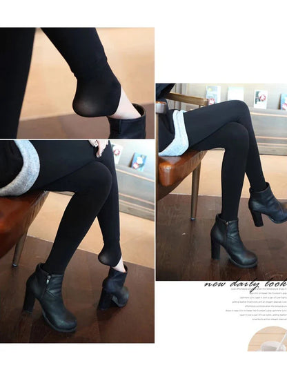 Leggings d'hiver tricot velours Legging décontracté nouveau haute élastique épaissir dame chaud noir pantalon pantalon slim pour femmes Leggings