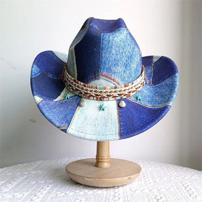 Ethnic Style Cowboy Hat Fashion Chic Unisex Solid Color Jazz Hat With Bull Shaped Decor Western Cowboy Hats