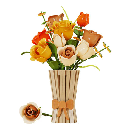 13066 868 + pièces blocs de construction Bouquet de fleurs plante Rose briques modèle enfant bricolage jouets adulte romantique cadeaux de saint valentin
