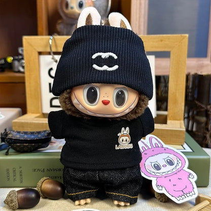 For 15-17cm Labubu Luxury Dress Set Fashion Clothes Pants Hat Outfit  Labubu V1 V2 Doll DIY  Clothing designer Toys Accessories