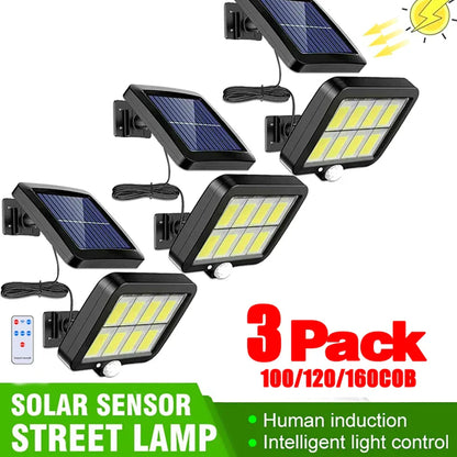 Applique solaire à capteur fendu 1/2/3 pièces 3 modes étanche à détection de mouvement pour jardin lampadaires lampe solaire 160/120/100COB