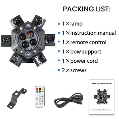 Projecteurs de scène à LED mobiles à 6 bras RGBW 150W Lyre Beam Lumières de fête avec télécommande Son DMX Disco DJ pour Karaoké Discothèque