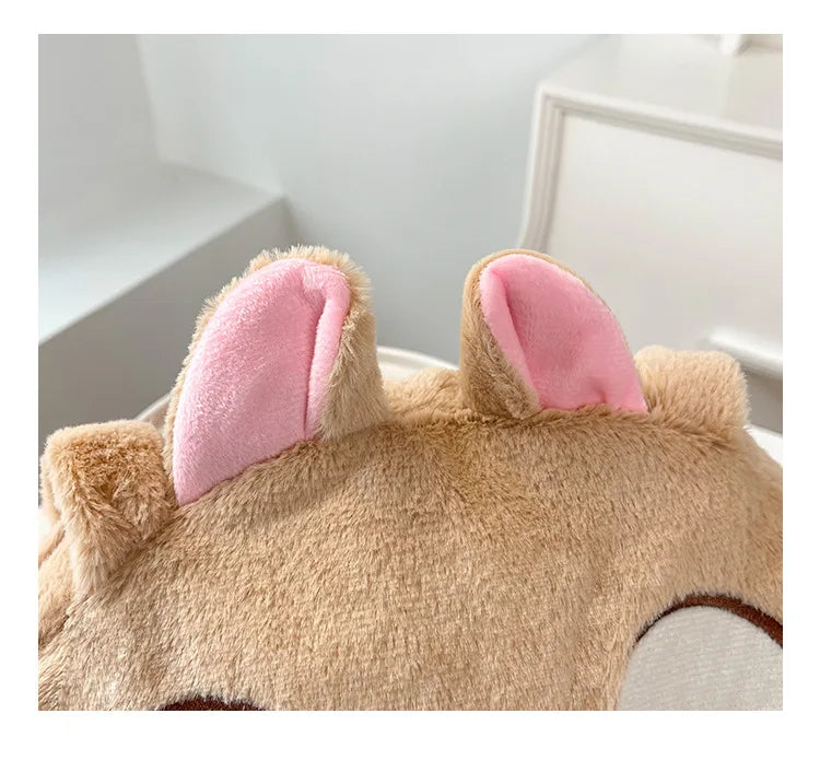 Plush Cartoon Chipmunk Squirrel  Large Capacity Shoulder Bag Sweet Versatile Cute Women's Bag Stitch Mobile Cosmetics Storage