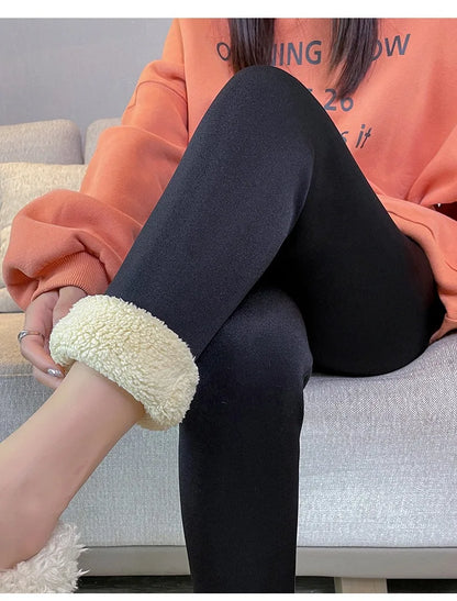 1 pièces hiver Leggings femmes coton Extra épais chaud pantalon mode thermique Legging mince noir élastique taille haute solide Leggings