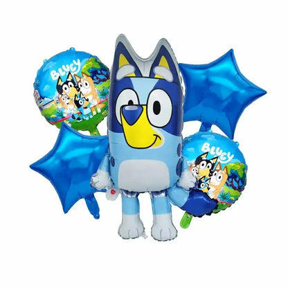 New Cartoon Bluey Family Aluminum Balloon Cartoon Game Toy Blue Orange Brouy Balloon Decoration Set Birthday Party Supplies