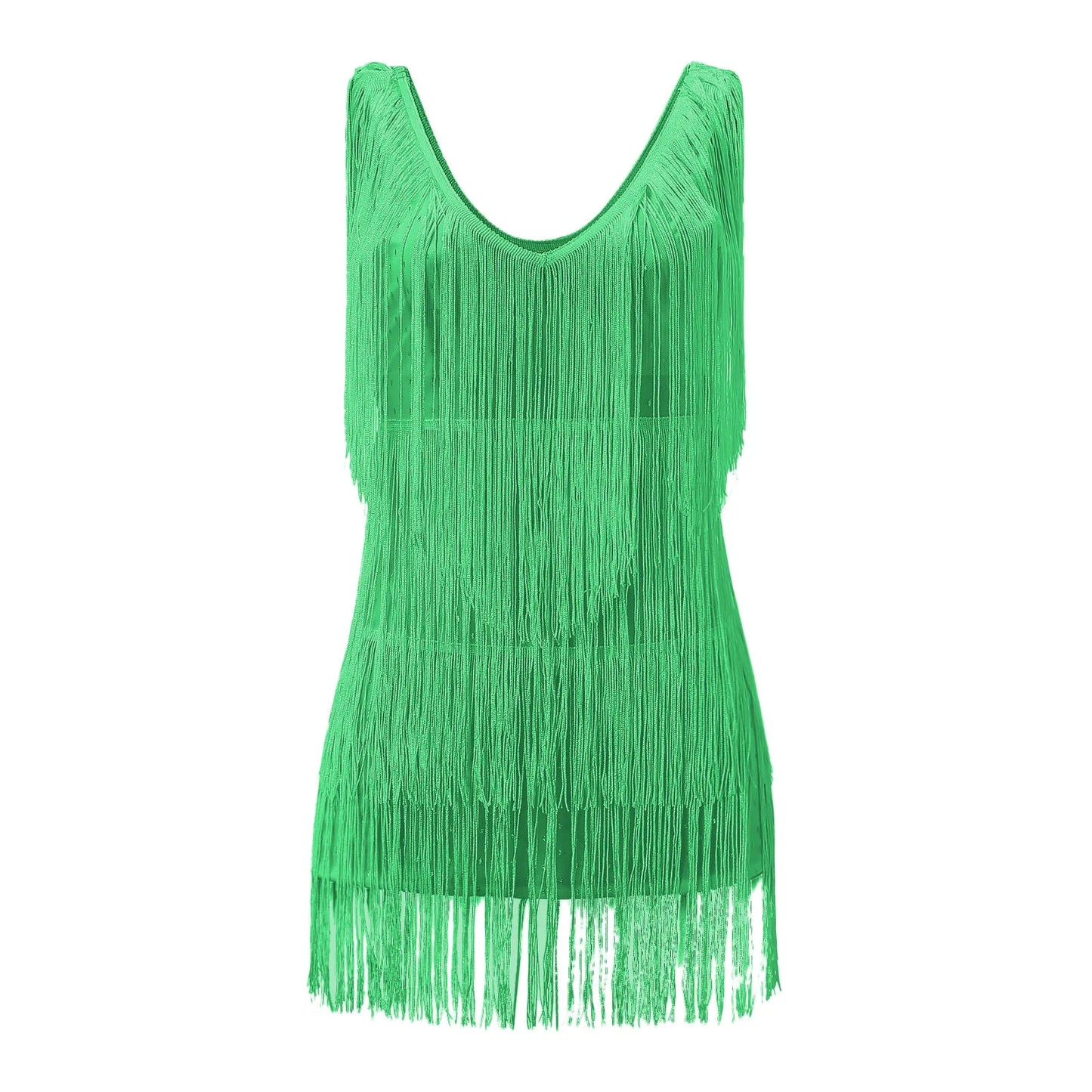 Women's Sexy Skirt Dress Deep V Neck Sleeveless Pencil Skirt Fringed Midi Casual Clothing Solid Elegant Party Women Dresses
