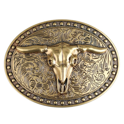 Men's White Big ox head Belt Buckle Cowboy Belt Accessories Cow Head
