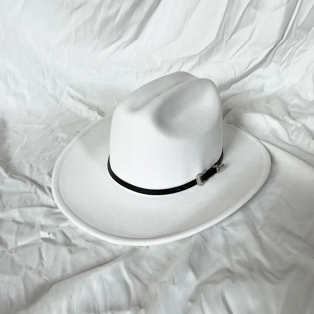 Chapeau de cowboy occidental vintage pour homme, femme, jazz, cowgirl, avec large bord en cuir, cloche, église, Sombrero Hombre