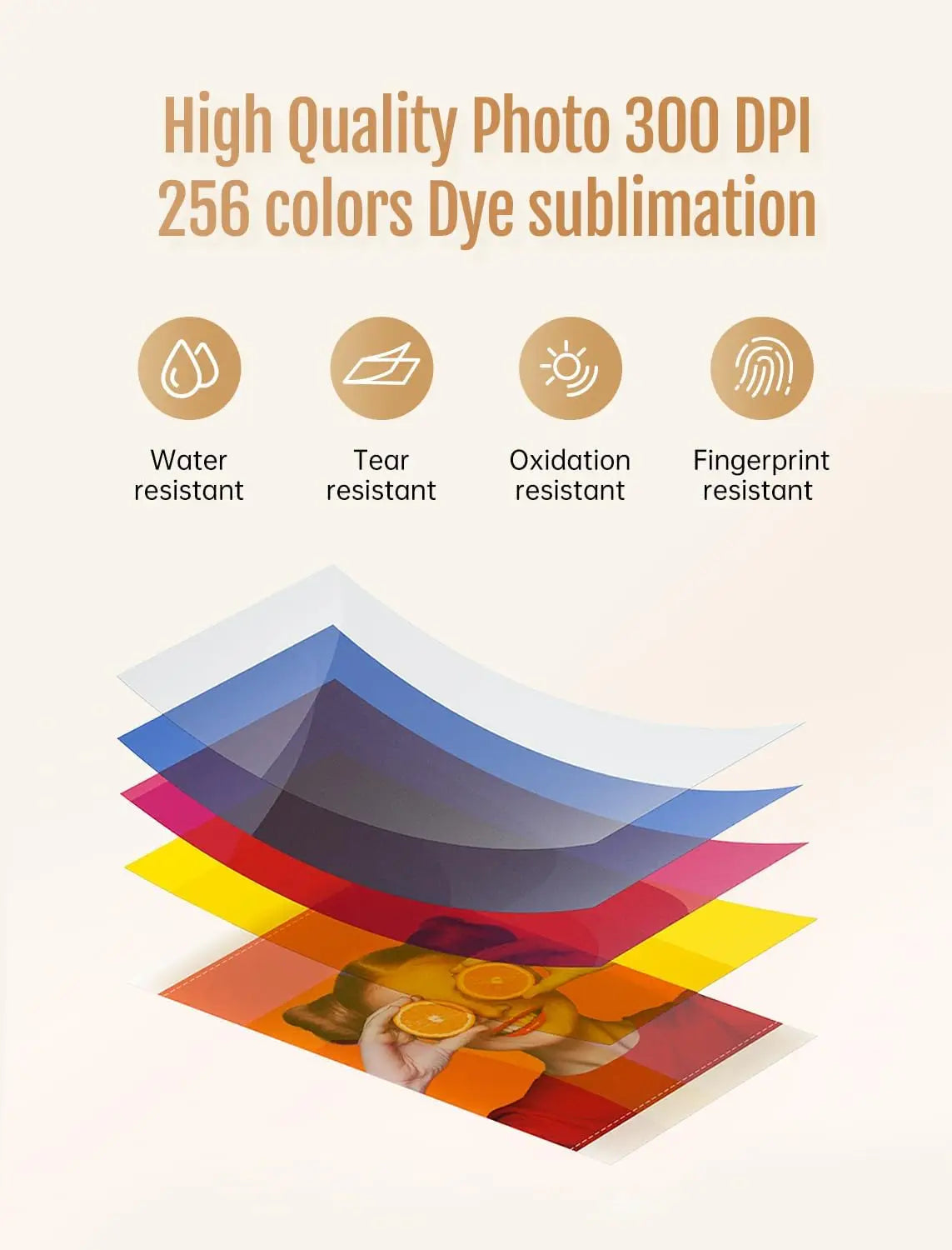 300dpi Color Photo Printer Wifi 4x6 Inch Sublimation Transfer Bluetooth Wireless Print Maker with Ribbon and Color Photo Papers