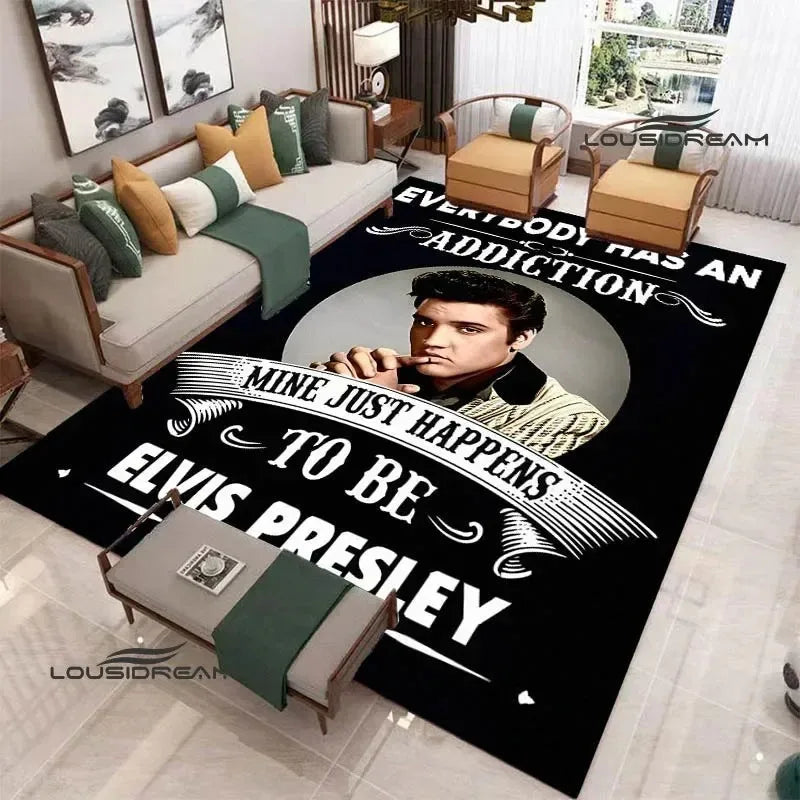 E-Elvis-Presleys Retro Printed Carpet Non-slip Carpet Outdoor Carpets Area Rug Home Bedroom Decor Rug for Bedroom Birthday Gift