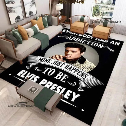 E-Elvis-Presleys Retro Printed Carpet Non-slip Carpet Outdoor Carpets Area Rug Home Bedroom Decor Rug for Bedroom Birthday Gift