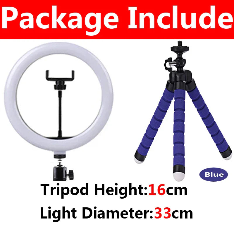 Anneau lumineux LED pour Selfie, 10 pouces, lampe de remplissage à intensité variable pour photographie, avec Mini trépied, pour téléphone portable, vidéo en direct, Studio Photo