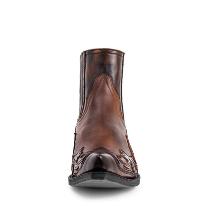 New Men's Boots Handmade Wedge Ankle Boots for Men Western Cowboy Boots Unisex Men's Leather Shoes Hard-Wearing Roman Shoes