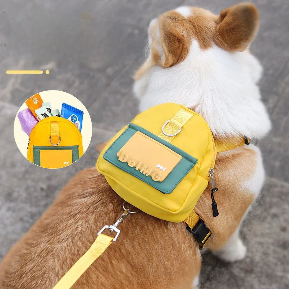 Animal de compagnie auto sac à dos animal de compagnie auto-sac à dos dessin animé chien poitrine petit cartable chat chien en plein air voyage chien sac à dos fournitures pour animaux de compagnie en gros
