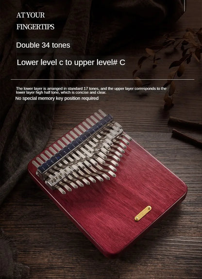 LINGTING-Kalimba à double pouce avec accessoires, clavier musical professionnel, 34 prédire, notes en C