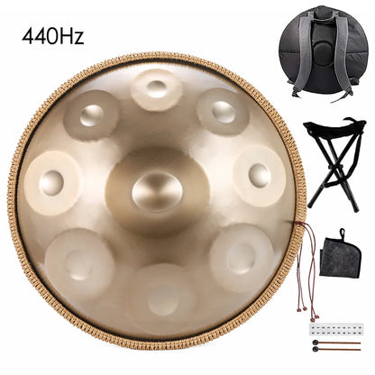 Tambour à main doré 432Hz/440Hz, langue en acier de 22 pouces pour Yoga, méditation, Instrument pour débutant, cadeau 9/10/12/1417 Notes