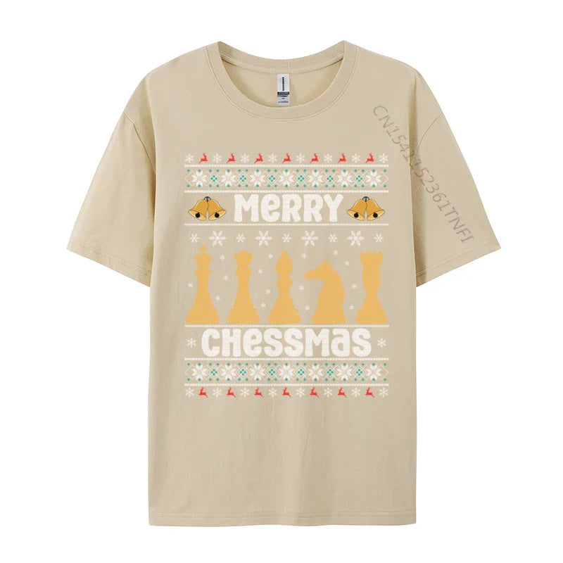 Merry Chessmas Ugly Chess Player Christmas T-Shirts Retro Boy Top T-Shirts Crewneck Combed Cotton Tops Shirt Tops & Tees Casual