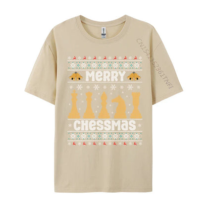 Merry Chessmas Ugly Chess Player Christmas T-Shirts Retro Boy Top T-Shirts Crewneck Combed Cotton Tops Shirt Tops & Tees Casual