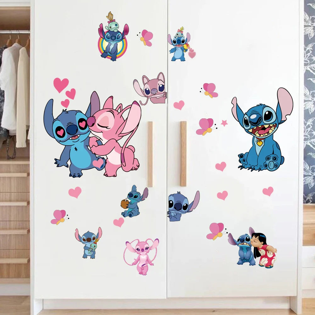 MINISO Autocollants Muraux Dessin Animé Lilo & Stitch pour Chambre d'Enfant, Maternelle, Salon, Chambre à Coucher, Décoration Murale, Poster Animé