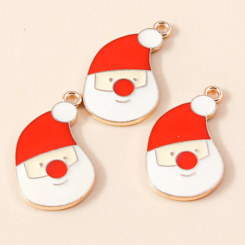 Leslie-Breloques de Noël en émail, arbre flocon de neige, chaussette, cerf, bonhomme de neige, bijoux de bricolage, cadeaux de Noël et du Nouvel An, 10 pièces