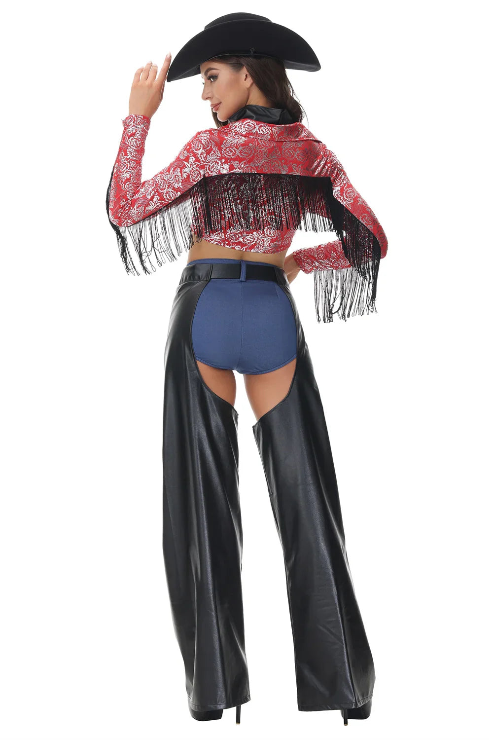 Costumes de Cowboy de ixd'Halloween pour Femme Adulte, Uniforme de Cosplay de Cowboy de l'Ouest, Gothique et Sexy, Costume de Carnaval Trempé, 6 Pièces/Ensemble
