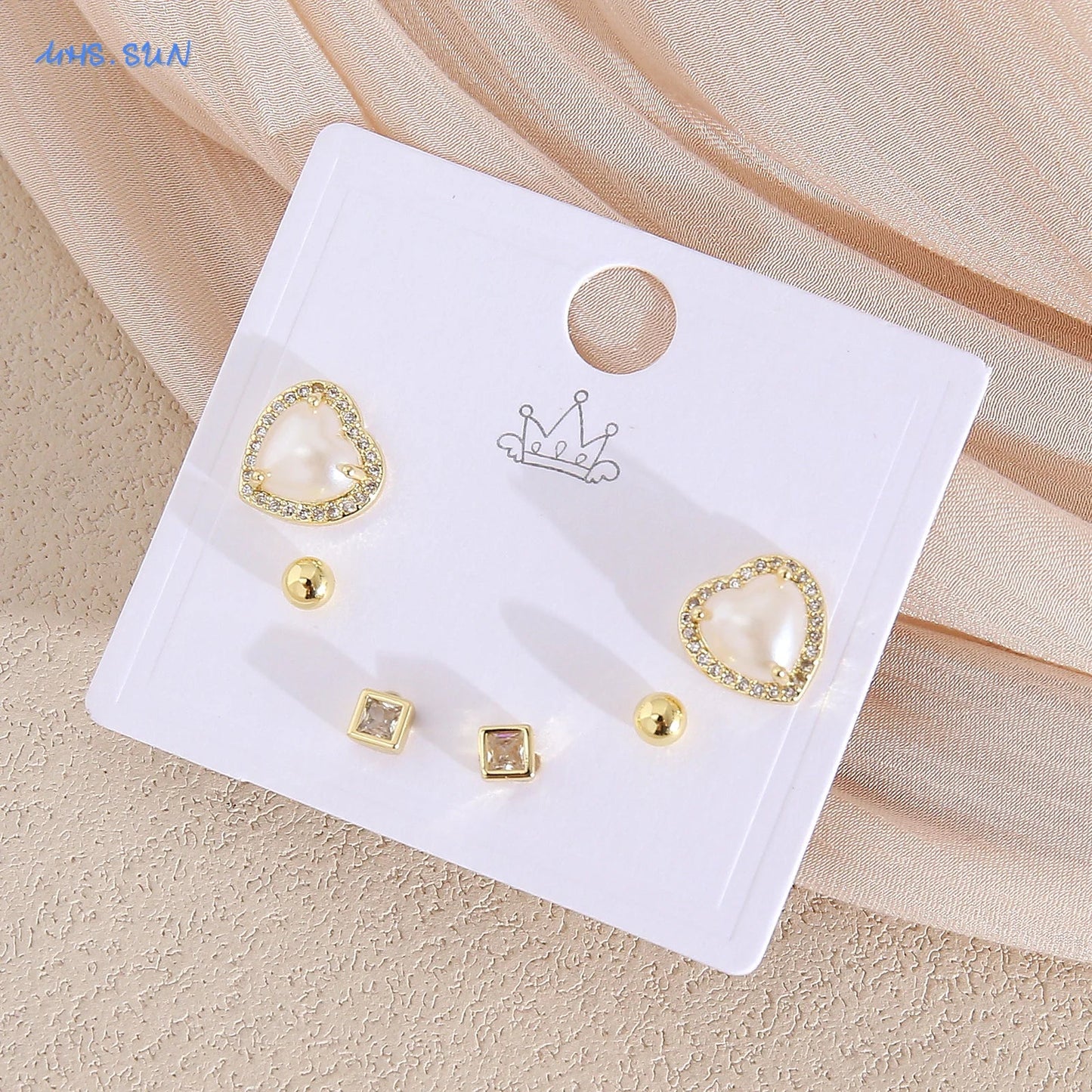 MHS.SUN-Ensemble de Boucles d'Oreilles Creuses en Forme de Cœur, pour Femme et Fille, 3 Paires