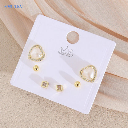 MHS.SUN-Ensemble de Boucles d'Oreilles Creuses en Forme de Cœur, pour Femme et Fille, 3 Paires