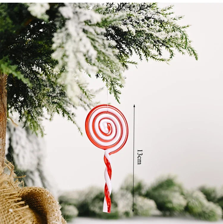 Cannes à bonbons de Noël en acrylique, pendentif béquille torsadé pour arbre de Noël, décorations de Noël pour le Nouvel An, ornements, cadeaux
