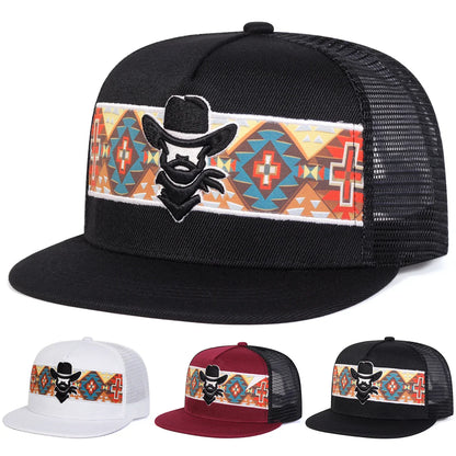 Unisex Western cowboy embroidery Hip-hop Net Hats Spring Summer Outdoor Adjustable Casual Baseball Caps Sunscreen Hat Sports Cap
