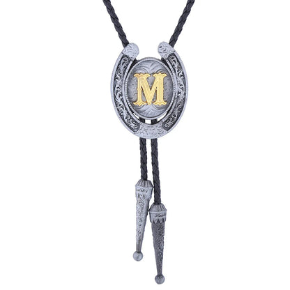 RechicGu-26 lettres Bolo pour homme, style western, cow-boy, cow-girl, cravate en cuir, collier rodéo, bijoux cadeaux, Dropshipping