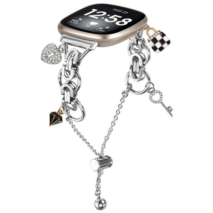 Metal Bracelet Charm Strap Compatible with  Fitbit Versa 3/Versa 4 Fashion Watches Decorations for Fitbit Sense/sense 2