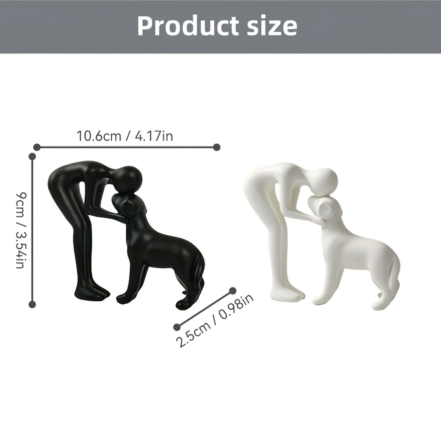 Une statue de chien noir et de propriétaire élégante et simple, un cadeau chaleureux pour les amoureux des animaux de compagnie et une décoration de table pour la maison qui n'est pas facile à casser