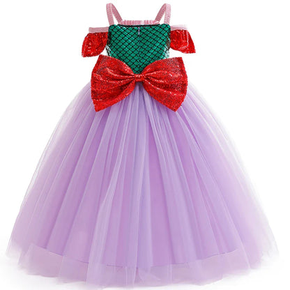 Robe Fille Robe de Princesse Sirène Déguisements pour Enfants Filles Élégante Robe de Performance pour Fête d'Anniversaire Vêtements d'Halloween Noël
