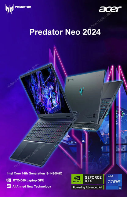 2024 Acer Predator Neo Gaming Laptop 16 Inch 2.5K 180Hz IPS Screen Notebook i9-14900HX 32GB 1TB RTX4060 Netbook Laptop Computer